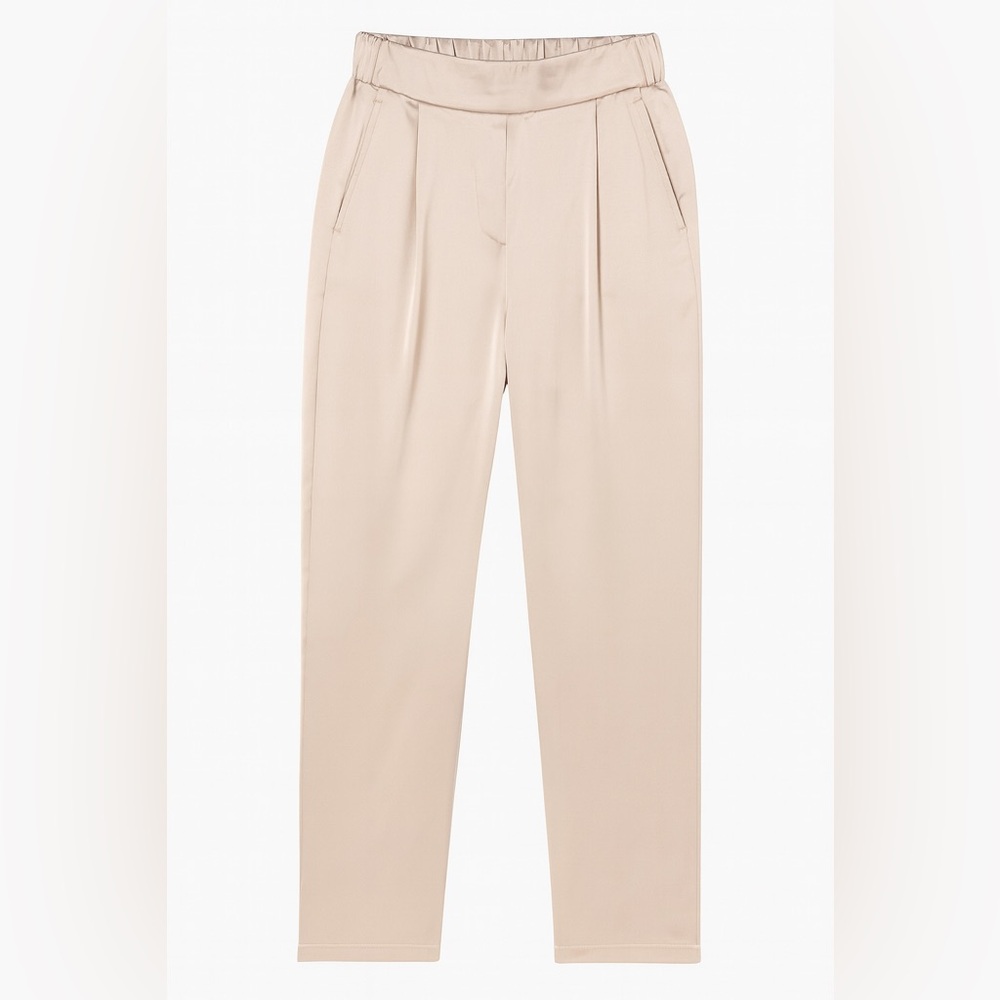 Rachel Zoe Cream Satin Straight Leg Pants